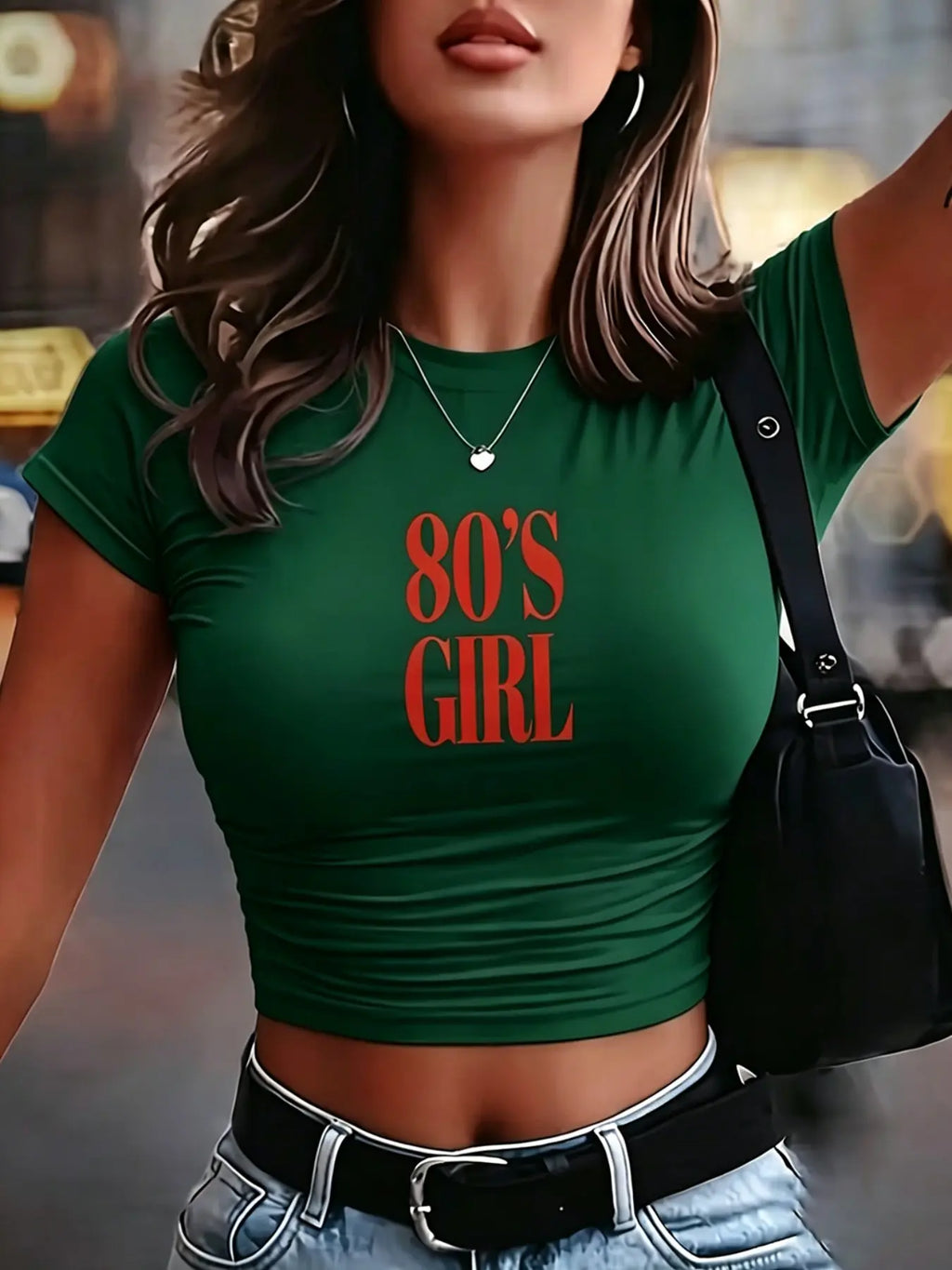 Women's Y2K Letter Print Short Sleeve T-Shirt, Vintage 90s Graphic Tee, Casual Fitted Round Neck Summer Top