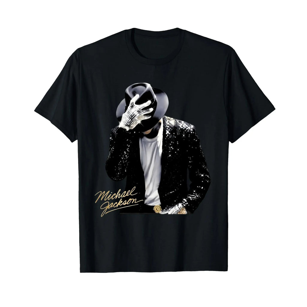 Men's Classic Cut Round Neck Short-Sleeve Casual Halftone Tshirt - True Size Streetwear Clothes, Michael Jackson King of Pop Fan Gift