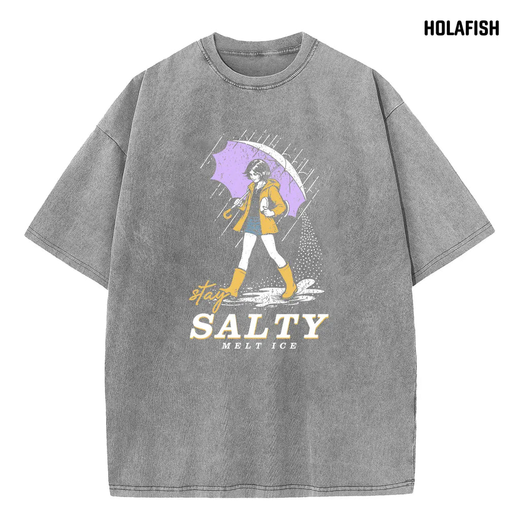 Holafish Women's Vintage Acid Wash Graphic Tee, Soft Cotton Short Sleeve Top, Casual Relaxed Fit Crewneck for Layering, Jeans