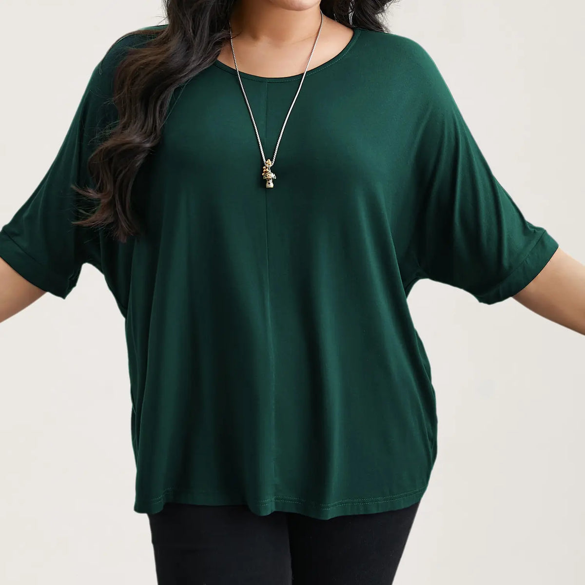 BLOOMCHIC Women's Plus Size Minimalist T-Shirts,  Garment Trendy Tops Casual Loose-Fit High-Stretch Sleeves Supersoft Round Neck Plain Style [M-6X] 2026 Summer Vibes Basic Tshirt Swimweek,summeroutfits,Summer wins,Deals for you days,