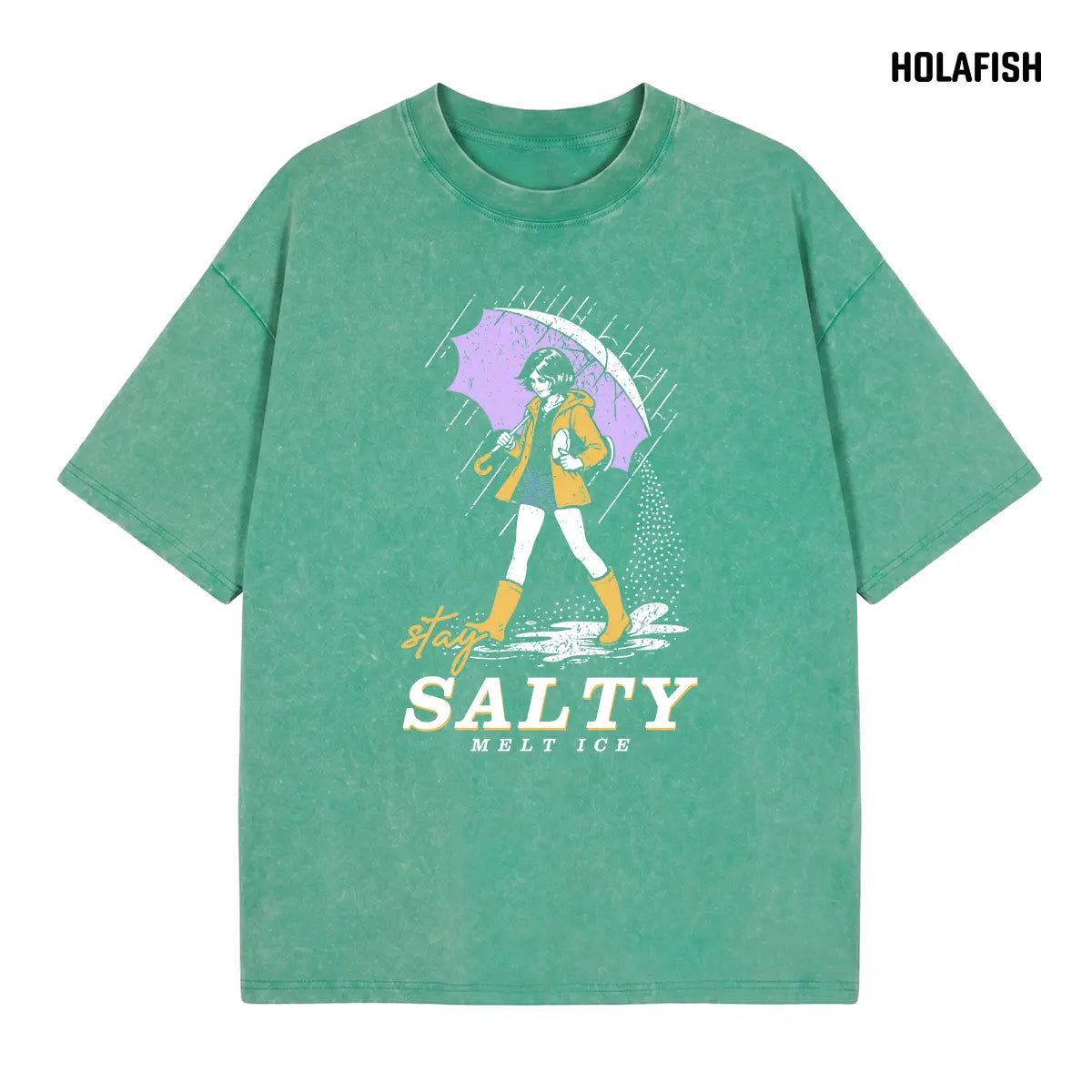 Holafish Women's Vintage Acid Wash Graphic Tee, Soft Cotton Short Sleeve Top, Casual Relaxed Fit Crewneck for Layering, Jeans