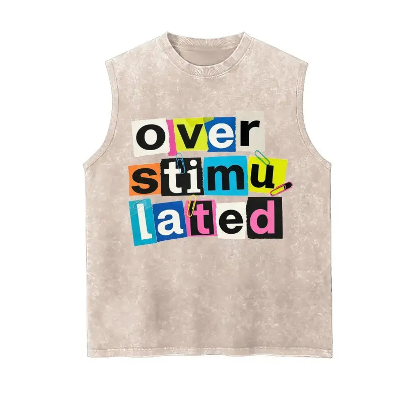 Women's Casual Graphic T-Shirt - "Overstimulated" Print Short Sleeve Summer Top, Black with White Lettering, Breathable Round Neck Tee for Casual Attire, Ladies T Shirts, Comfortable Tee, Relaxed Fit Shirt, Machine Washable Shirt