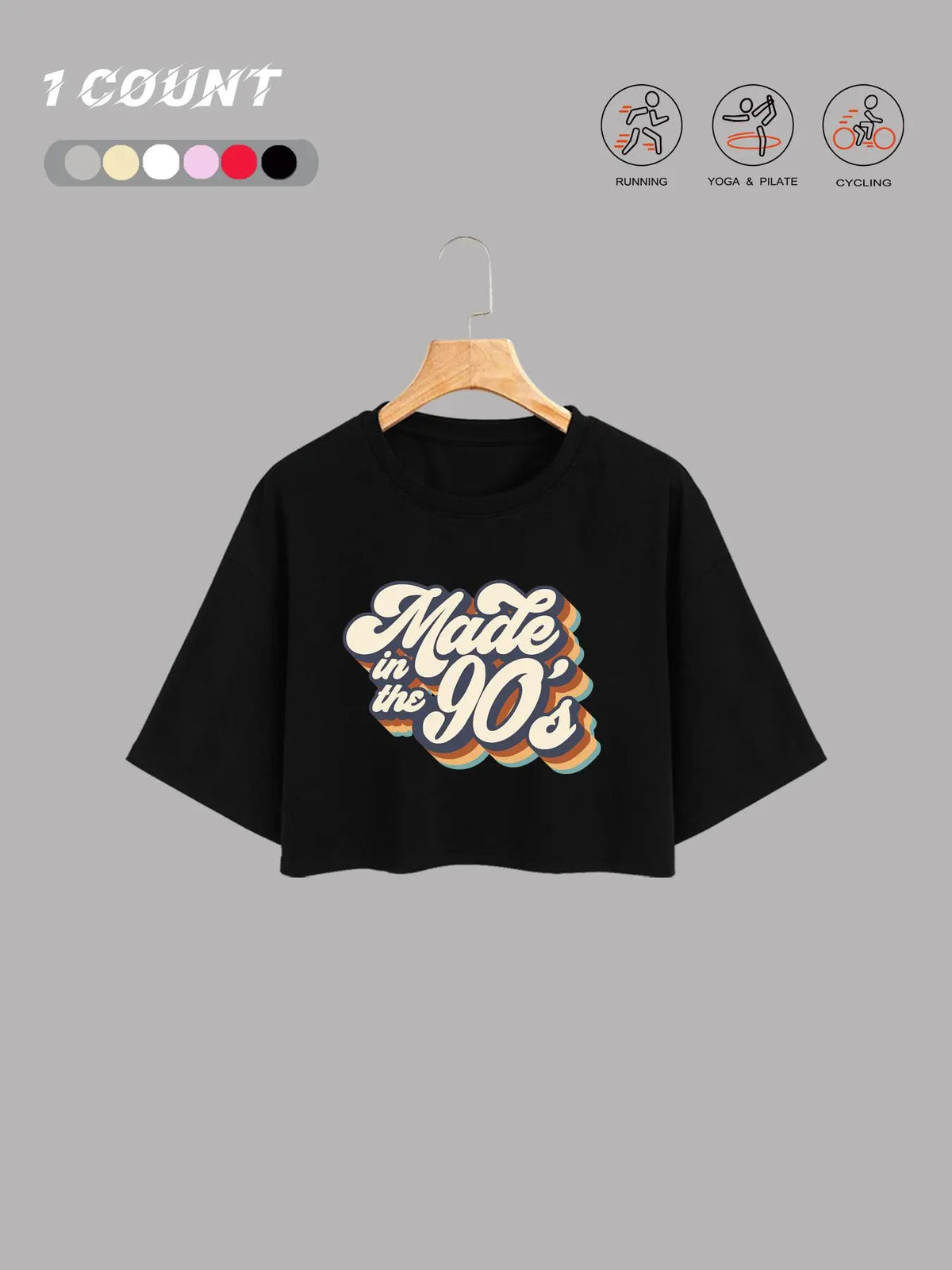 Women's 80s 90s Letter Print Round Neck Crop Tee, Casual Short Sleeve Crew Neck T-shirt for Daily Wear, Ladies Summer, Casual Chic Top, Casual Fashion Comfy