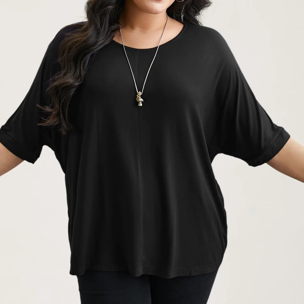 BLOOMCHIC Women's Plus Size Minimalist T-Shirts,  Garment Trendy Tops Casual Loose-Fit High-Stretch Sleeves Supersoft Round Neck Plain Style [M-6X] 2026 Summer Vibes Basic Tshirt Swimweek,summeroutfits,Summer wins,Deals for you days,