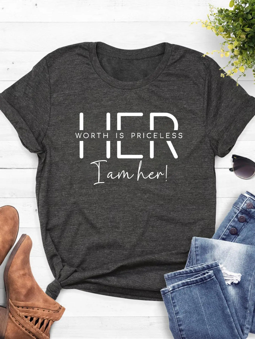 Women's Letter Print Round Neck Tee, Womenswear, Casual Short Sleeve Crew Neck T-Shirt for Summer, Fashion Women's Top for Daily Wear, Casual Tops